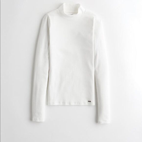 Hollister Mockneck Rib Top White Medium - Picture 1 of 2